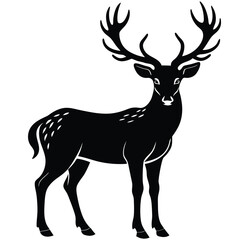 Fototapeta premium Black deer illustration wildlife animal nature silhouette