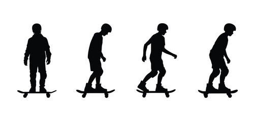Silhouette of boy skateboarding sequence
