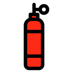 Black and white drawing of a gas cylinder. The cylinder is empty and has a black cap