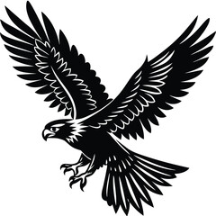 Fototapeta premium Eagle vector illustration black and white clip art design silhouette