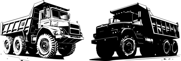 Heavy-Duty Dump Truck Silhouette - Construction and Haulage Vehicle © Rezowan 
