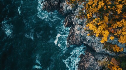 New England Coast. Aerial Views of Acadia National Park, Maine in Autumn