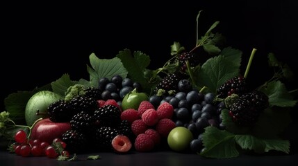 Fototapeta premium Assorted fruits and berries still life
