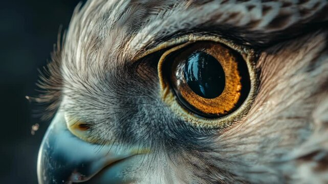 Close up shot of a hawk with focused eyes ready for flight.