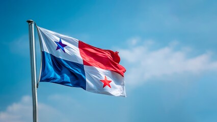 Celebrating independence day with the flag of Panama waving against a clear blue sky