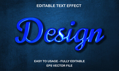 Design Text, Editable Text Effect glossy blue typeface, movie text style