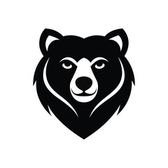 a minimalist vector illustration of a  bear head on white background.eps