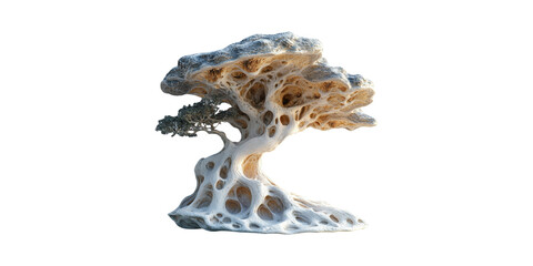 Fototapeta premium Sculptural Tree With Organic Design. Nature-Inspired Art And Creativity Isolated On Transparent Background