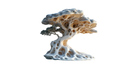 Sculptural Tree With Organic Design. Nature-Inspired Art And Creativity Isolated On Transparent Background