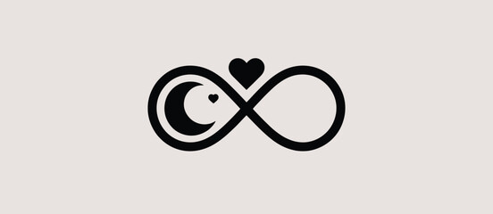 Infinity Love Symbol with Moon and Hearts Design