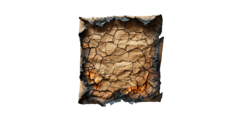 Burnt Paper With Charred Edges. Symbol Of Destruction And Decay Isolated On Transparent Background