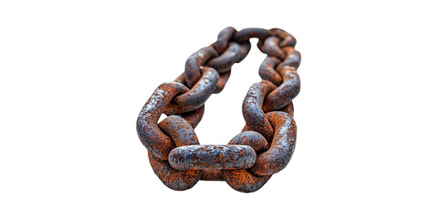 Obraz premium Rusty Metal Chain. Symbol Of Strength, Connection, And Decay Isolated On Transparent Background