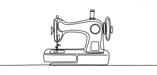 Continuous Line Drawing of a Vintage Sewing Machine