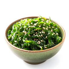 Bright and Fresh Wakame Salad Served in Rustic Bowl