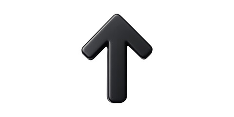Black 3D Upward Arrow Icon. Symbol Of Progress And Directional Movement Isolated On Transparent Background