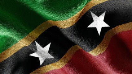Celebrating Independence Day with the vibrant flag of Saint Kitts and Nevis in a realistic display