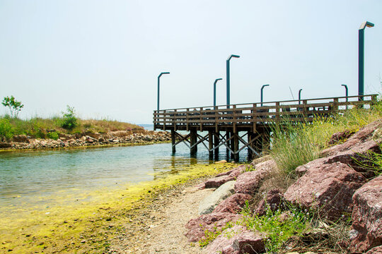 wooden terrace over the lake in stanbul