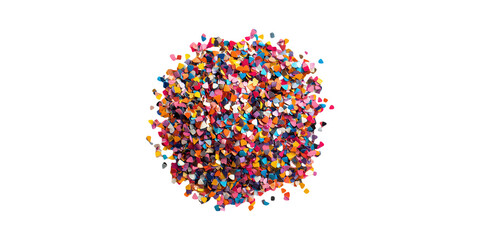 Colorful Heart-Shaped Confetti Pile. Celebration And Festive Decoration Concept Isolated On Transparent Background