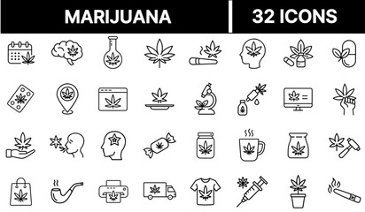 Fototapeta premium Marijuana Icon Representing Cannabis Leaf, Medical Use, and Herbal Drug Symbol