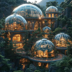 Fototapeta premium Glass-domed futuristic house.