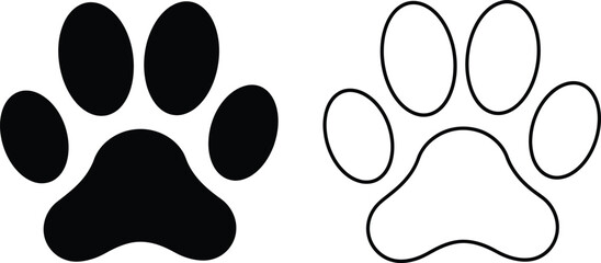 Paw prints in black fill and outline style illustration