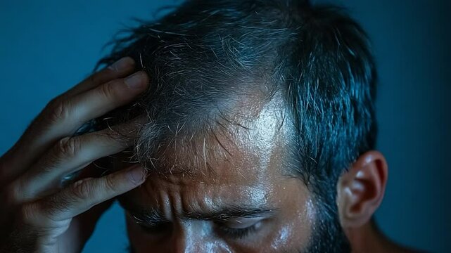 Close-up of a Man Experiencing Distress