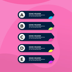 Obraz premium infographic template dark blue plates with text on a pink abstract background