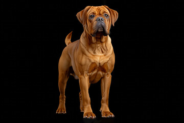 Dogue de Bordeaux dog isolated on black background
