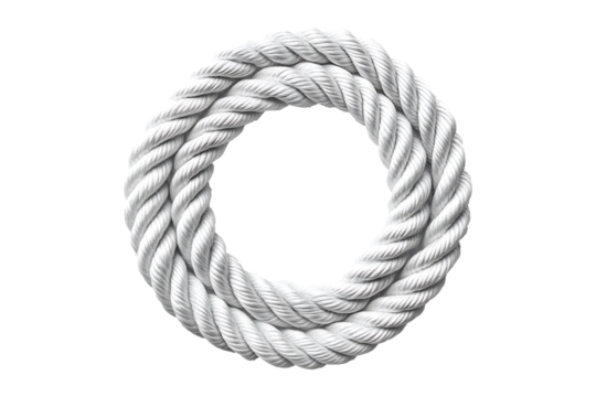 White rope in a circle isolated on a transparent background
