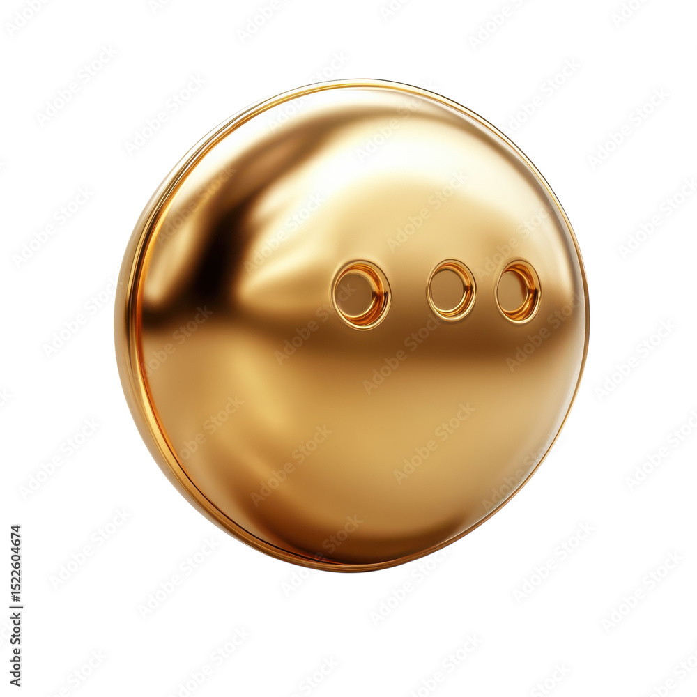 Aufkleber golden ellipsis icon with three dots shiny punctuation mark gold texture on transparent background