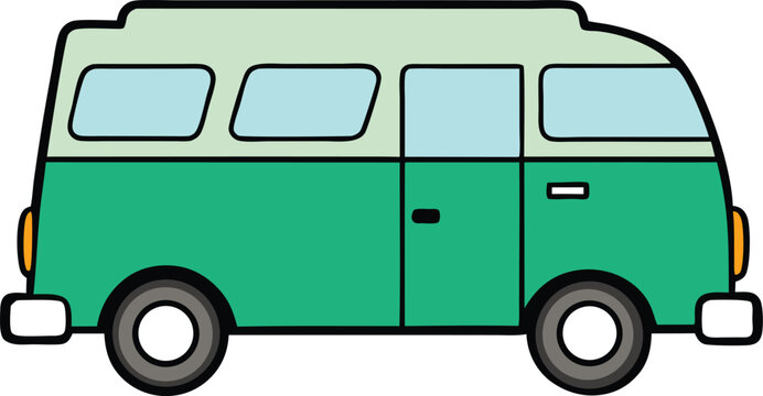road teip van icon clipart vector on transparent background