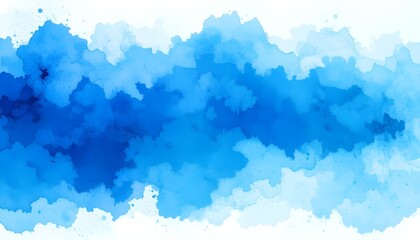 Obraz premium Hand-Painted Blue Watercolor Background Featuring Soft Wash and Organic Texture
