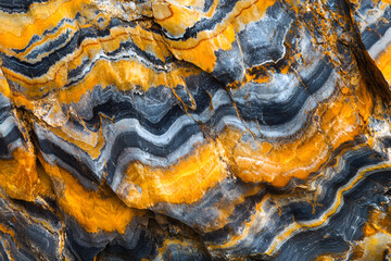 Close-Up of Tiger’s Eye Stone Texture with Natural Orange and Gray Striations