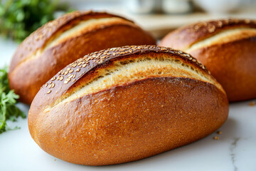 Closeup rustic cereal bread on the table
