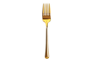 Gold fork isolated on a transparent background