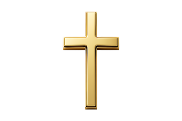 Gold cross isolated on a transparent background