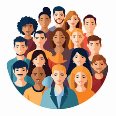 Diverse Group of People in Avatar Icons for Community Social Media Engagement