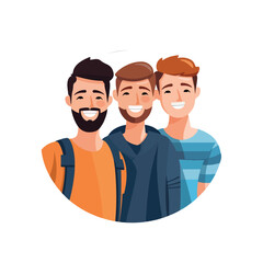 Professional Avatar Friends Men Standing Icon on White Background for Various Uses