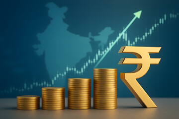 Indian Rupee Market Growth: Financial Success Concept