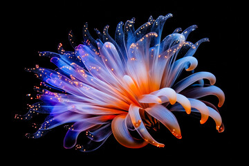 Abstract form of glowing flower isolated on black