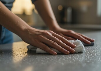 close up photo of hands wiping and cleaning