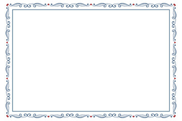 4th of July Ornate swirls isolated border, patriotic red stars, and blue, Elegant fancy award rectangle frame layout design elements, Independence Day Calligraphy Flourish Card Square frame 