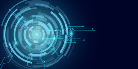 Obraz premium Abstract Futuristic Circular HUD Interface Background for AI, Cyber, and Tech UI.