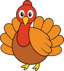 thanksgiving turkey icon clipart vector on transparent background	
