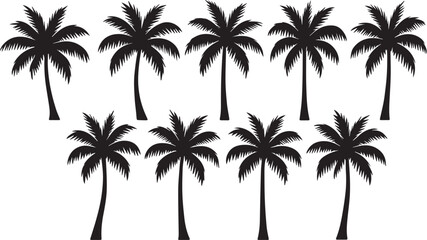 "Palm Tree Silhouette Vector – Black Isolated Tropical Trees on White Background"