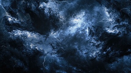 Dramatic storm clouds with intense lightning.