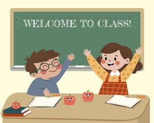 vector banner back to school, welcome to class poster