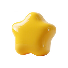 A glossy yellow star shape on a white isolated background, suitable for various creative applications and designs.
