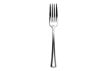 Empty steel dinner fork isolated on a transparent background