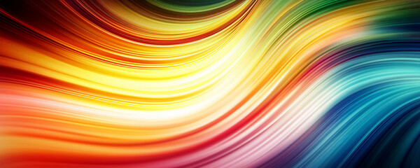 Vibrant abstract background with flowing waves of colorful light. A smooth, fluid gradient of warm and cool tones creates a dynamic and luminous sense of motion.
